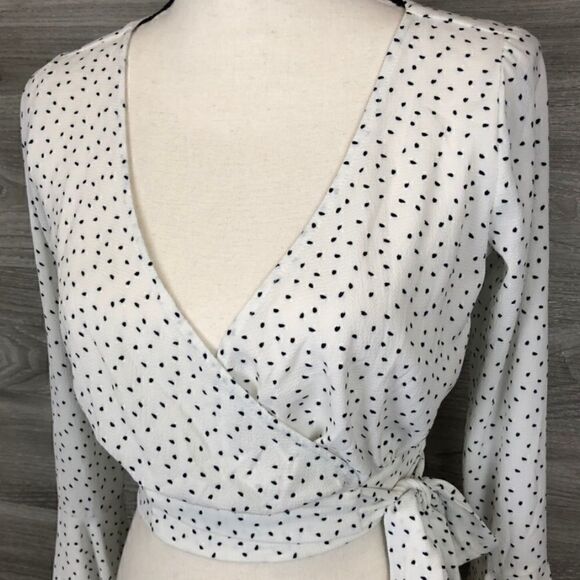 Polka Dot Cropped Blouse / Top with Bell Sleeves - Picture 8 of 8